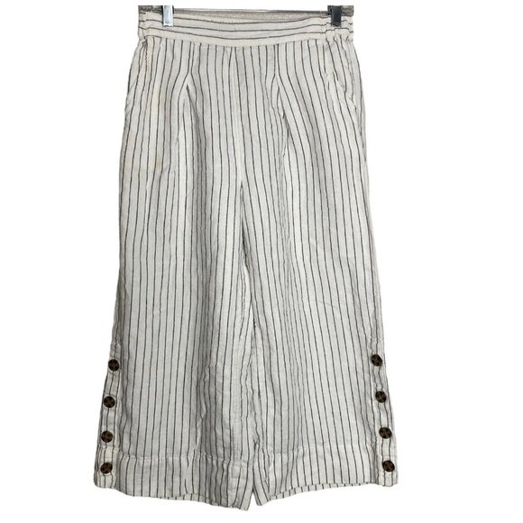 Rachel Zoe Pants - Rachel Zoe Pants Womens Medium Linen Blend Black White Striped Wide Leg